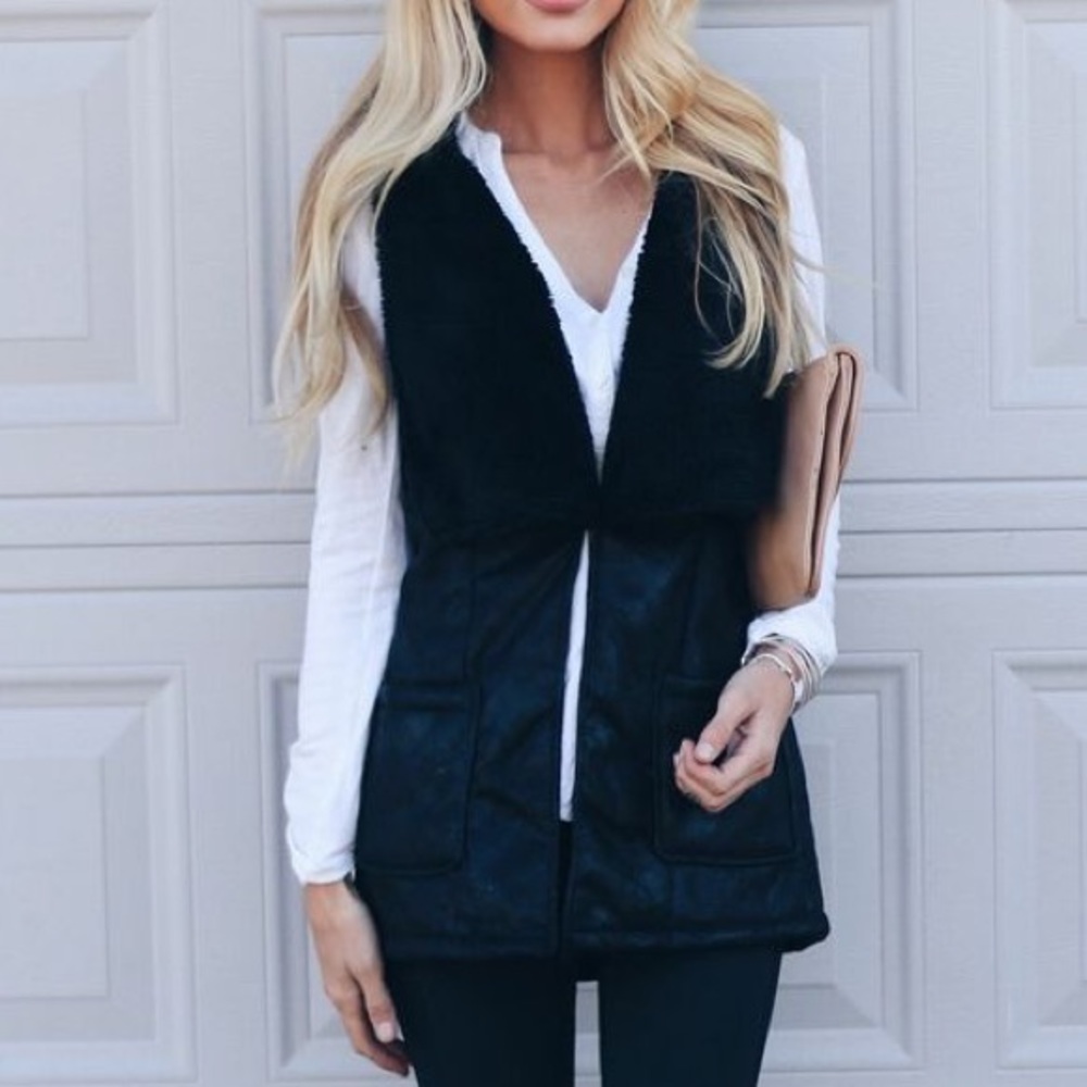 Suede and Sherpa Vest